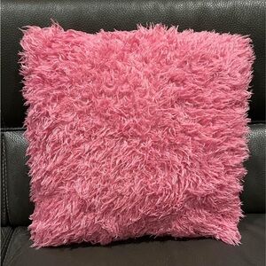Pink Shag Throw Pillow, 17 in